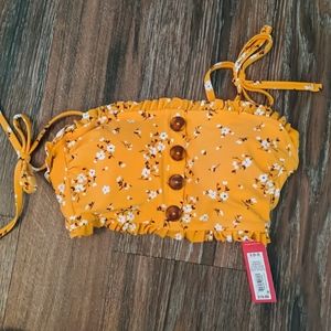 Yellow floral swim top